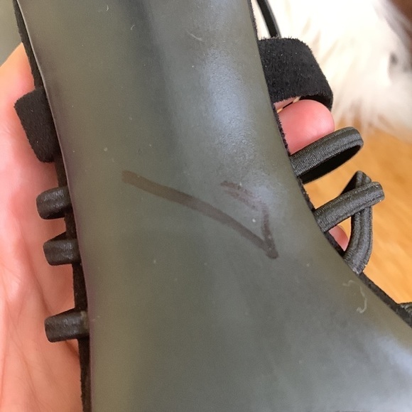 Laura Scott | Black Zipper Strappy Slip On Peep Toe Heels 10M NWOT - Picture 10 of 16